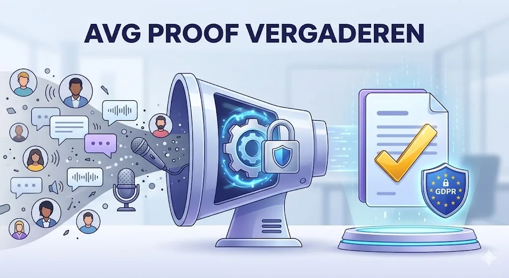 een visuele ondersteuning die laat zien wat de voordelen zijn van AVG proof vergaderen