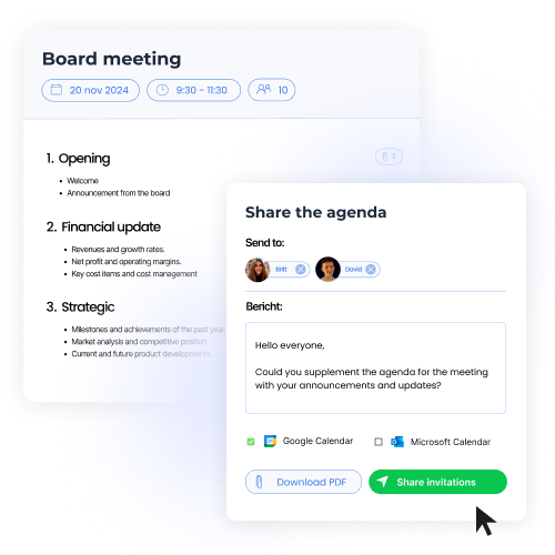 Topical Meeting Software - Share the agenda with participants at the touch of a button