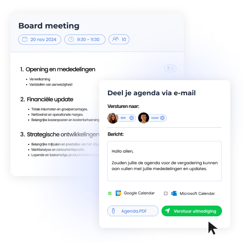 Topical Meeting Software - Deel met een druk op de knop de agenda met de deelnemers